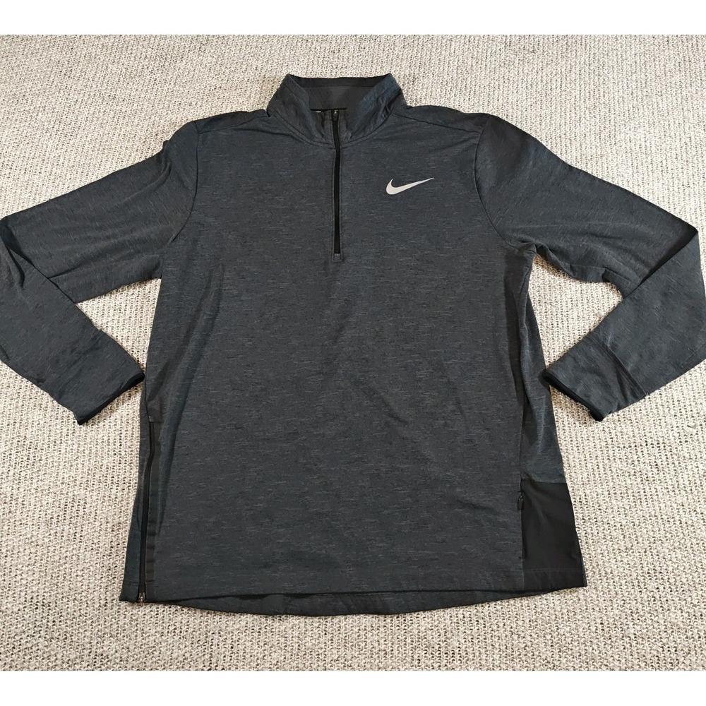 Nike Dri-FIT 1/4 Zip Pullover Shirt Mens XL Gray Running Training Top 928557-011